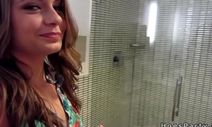 Four babes skylark in hotel bathroom
